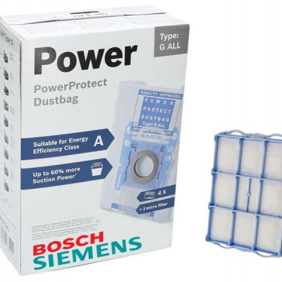 Bosch Pro Parquet Elektrikli Süpürge G ALL PowerProtect Toz Torbası 1 adet Motor Koruma Filtresi
